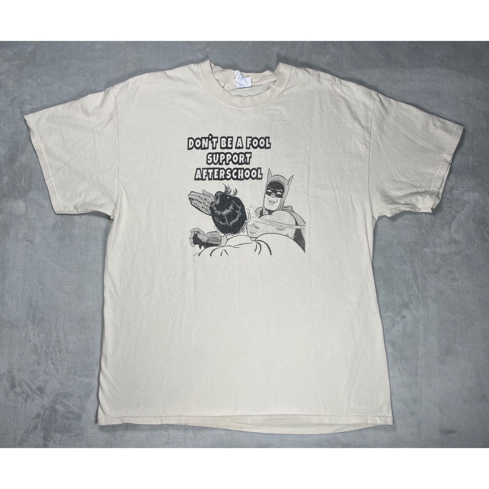 Batman Slap Meme T-Shirt Men XL Ivory Don't Be A Fool Support Afterschool